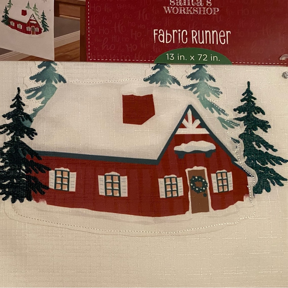Santa's Workshop Fabric Runner -  NWT.  13X72